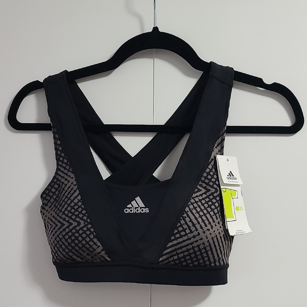 Adidas Women's Geometric Black Sports Bra